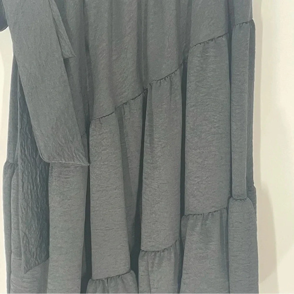 Entro black silky tiered side tie midi skirt - Picture 2 of 6